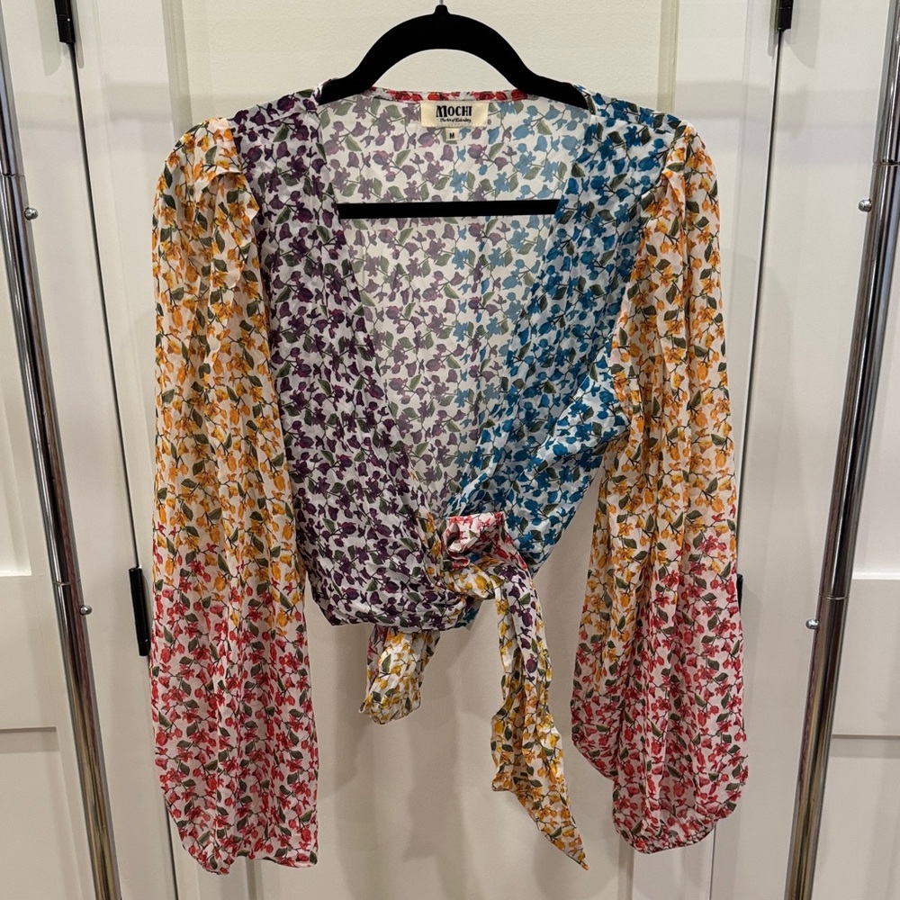 Mochi Women's Floral Wrap Top - Multicolor